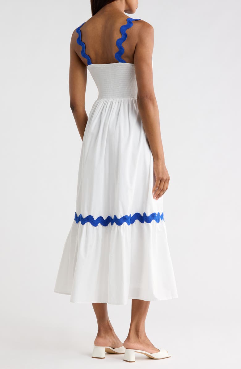 FLYING TOMATO Rickrack Trim Midi Dress, Alternate, color, White
