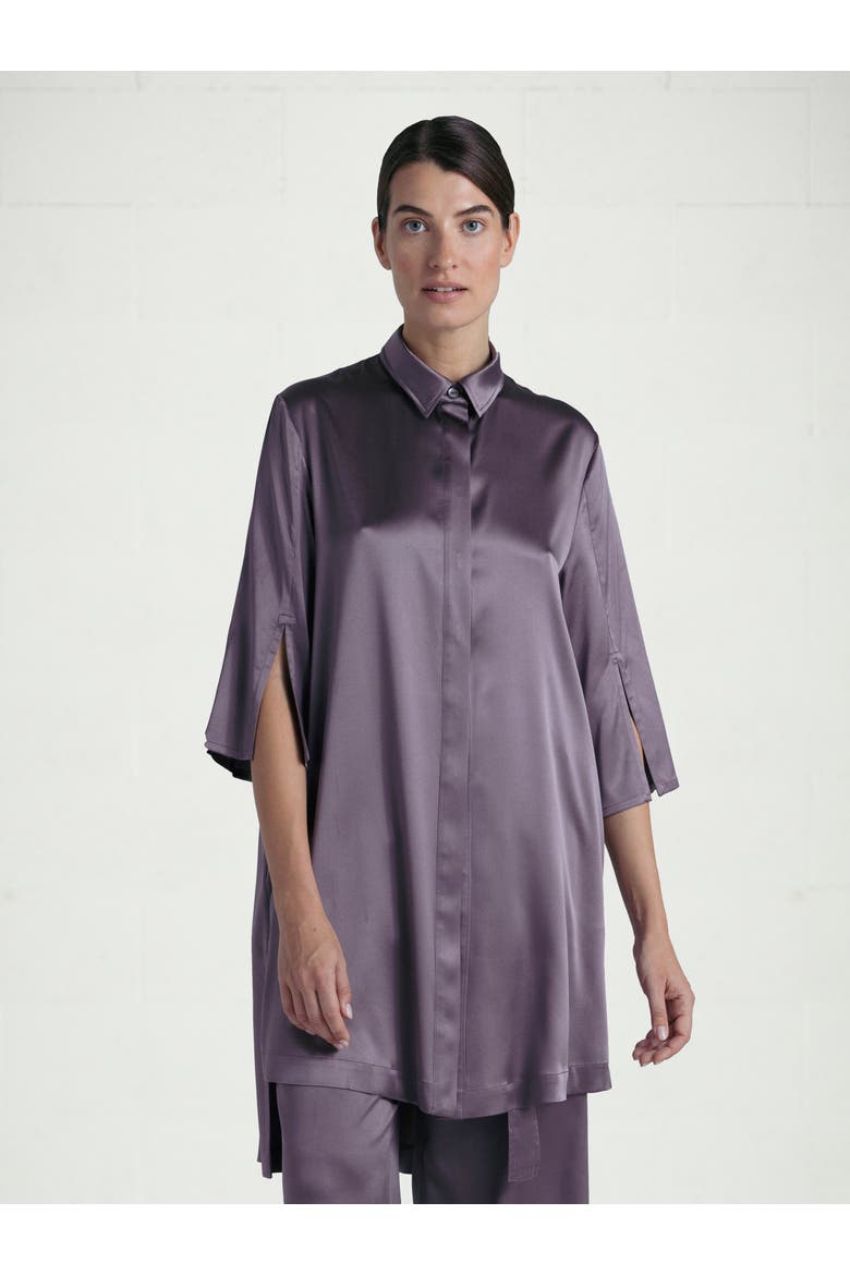 Silk Long Shirt Dress, Main, color, Noble Purple