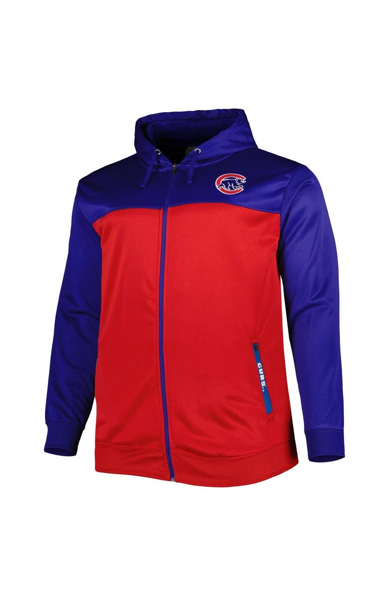 PROFILE Men's Royal/Red Chicago Cubs Big & Tall Yoke Full-Zip Hoodie, Alternate, color, 
