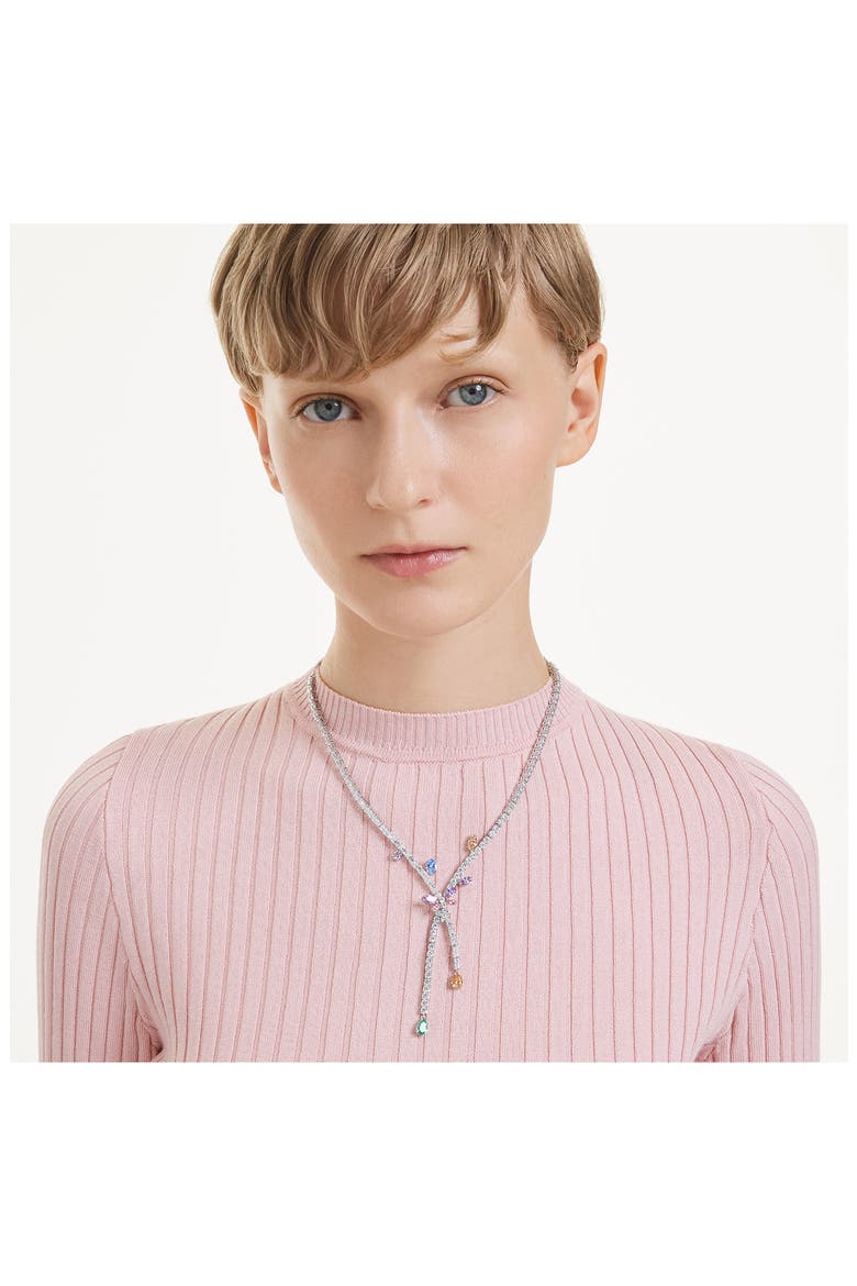 x Ariana Grande Multicolor Crystal Y-Necklace, Alternate, color, SILVER/ MULTI