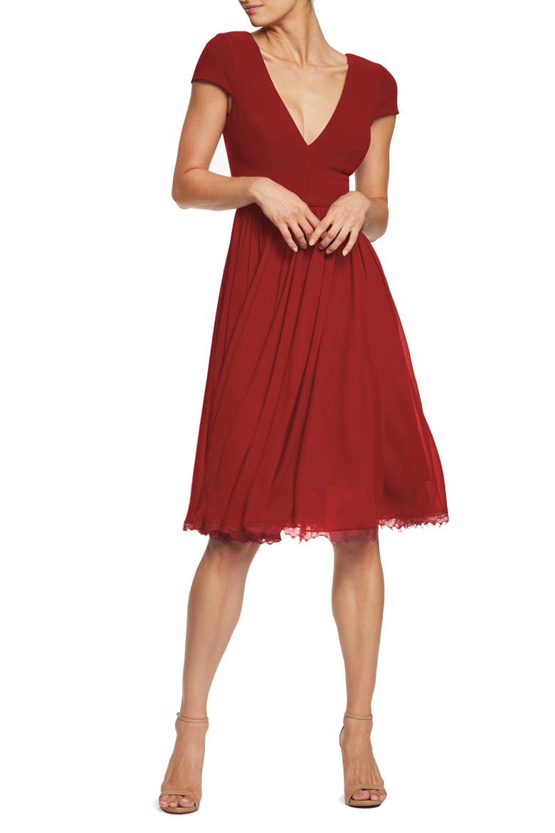 Corey Chiffon Fit & Flare Cocktail Dress, Alternate, color, GARNET