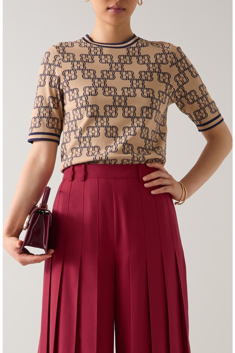 Odette Jacquard Top, Main, color, MULTI NAVY