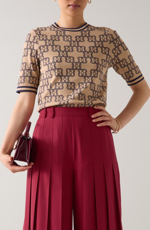Lk Bennett Odette Jacquard Top In Neutral