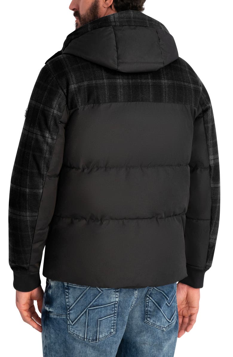 KARL LAGERFELD Mixed Media Puffer Jacket, Alternate, color, Black Combo