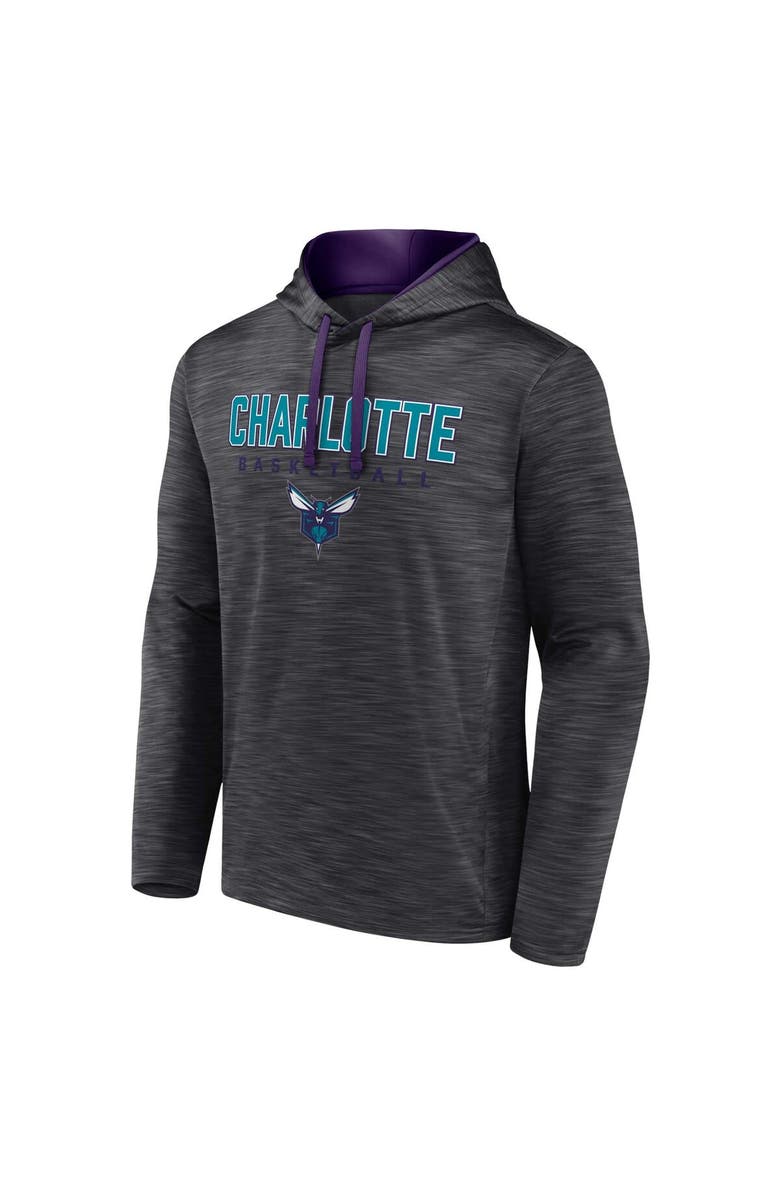 FANATICS Men's Fanatics Branded Heather Charcoal Charlotte Hornets Fast Break Pullover Hoodie, Alternate, color,