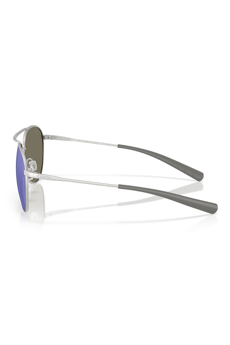 Piper 58mm Polarized Pilot Sunglasses, Alternate, color, SATIN SILVER / BLUE 580G