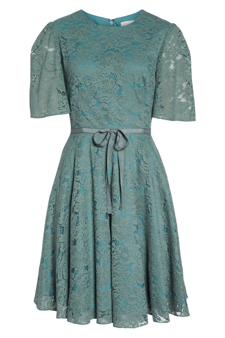 Harper Lace Fit & Flare Dress, Alternate, color, GREEN