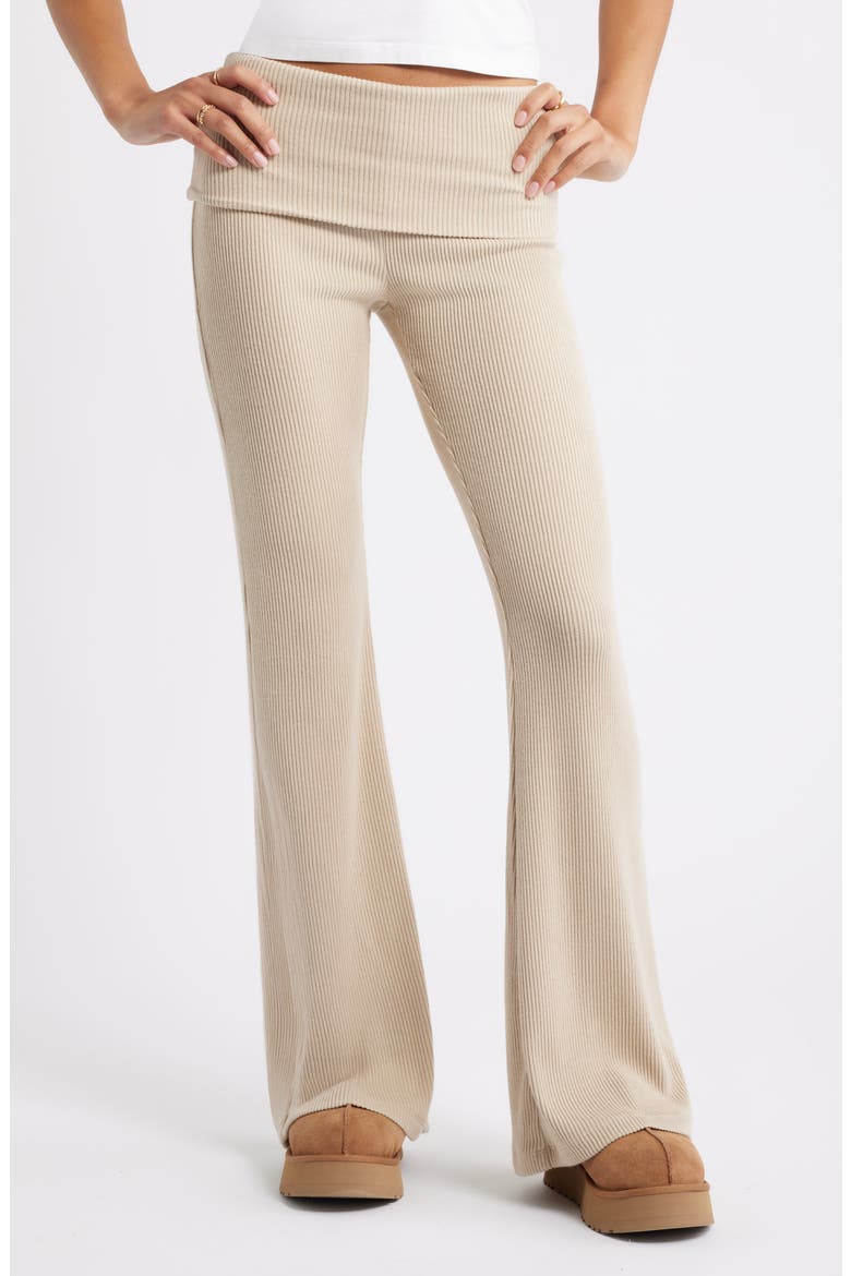 Cozy Flare Rib Pants, Main, color, TAN OXFORD