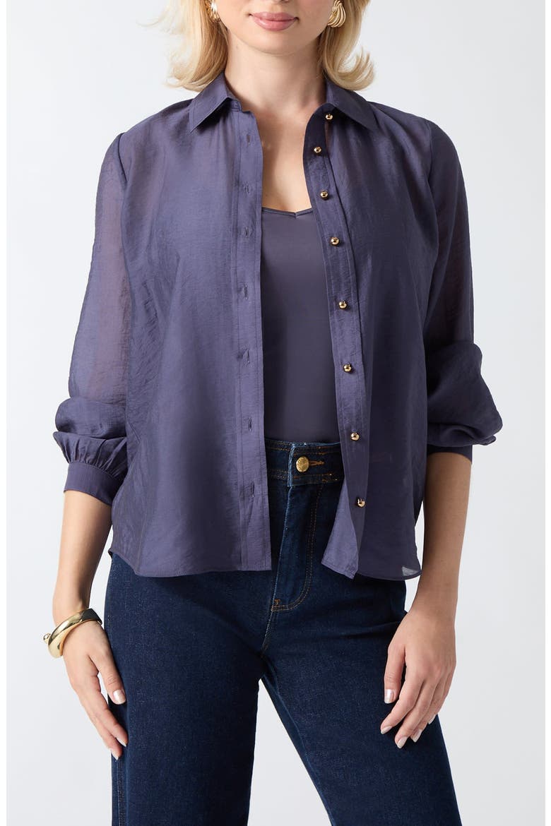 Autumn Tencel Button-Up Shirt, Main, color, OPEN PURPLE