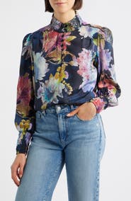 APNY Smocked Cuff Long Sleeve Top
