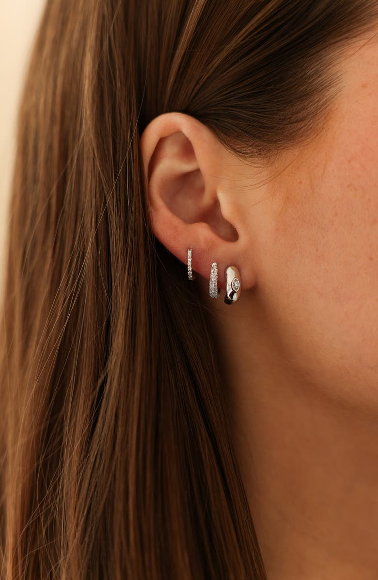 Dana Rebecca Designs Mini Diamond Huggie Hoop Earrings, Alternate, color, White Gold