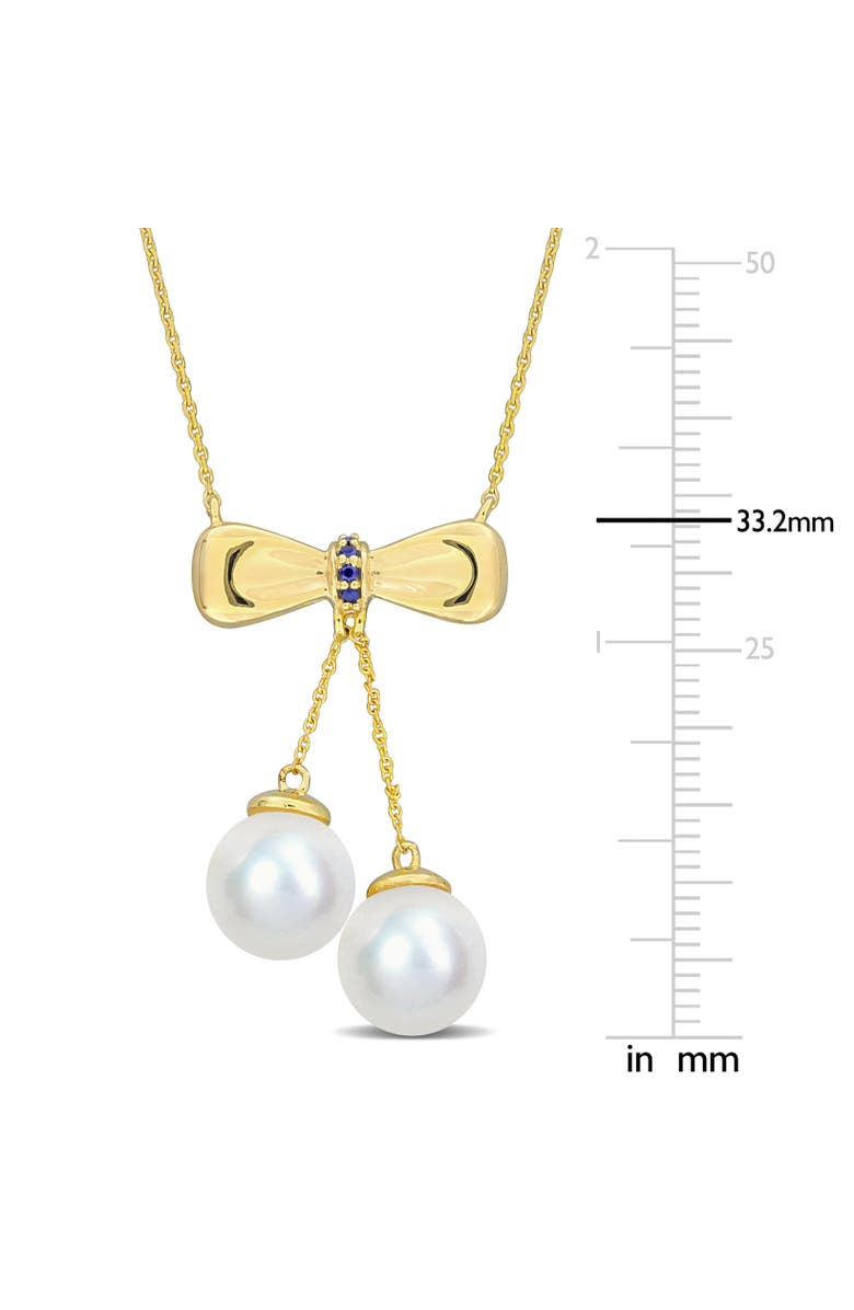 Julianna B. Cultured Pearl & Gem Bow Drop Necklace 10k, Alternate, color, Sapphire