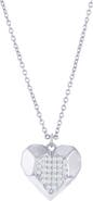 SIMONA Sterling Sivler Pavé Cubic Zirconia Heart Pendant Necklace