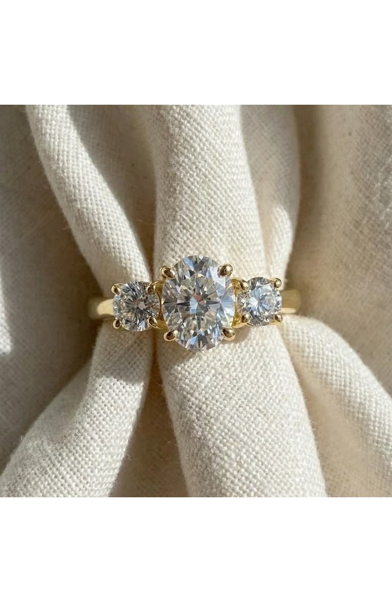 Bliss Diamond 2Ct TWW Oval Lab Grown 3-Stone Diamond Engagement Ring in or Gold, Alternate, color, 10K White Gold