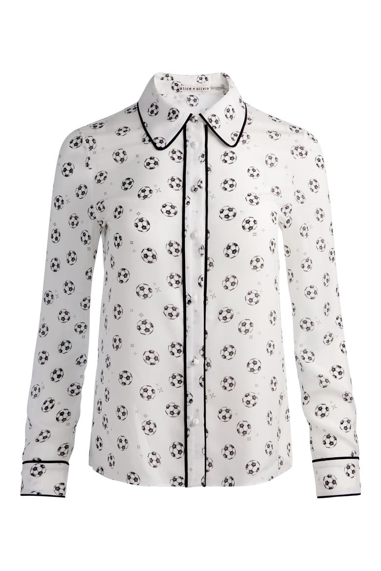Willa Piped Silk Shirt, Alternate, color, GO FOR GOLD OFF WHITE