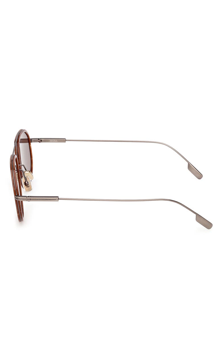 ZEGNA 56mm Geometric Sunglasses, Alternate, color, Aniline And Foliage / Brown