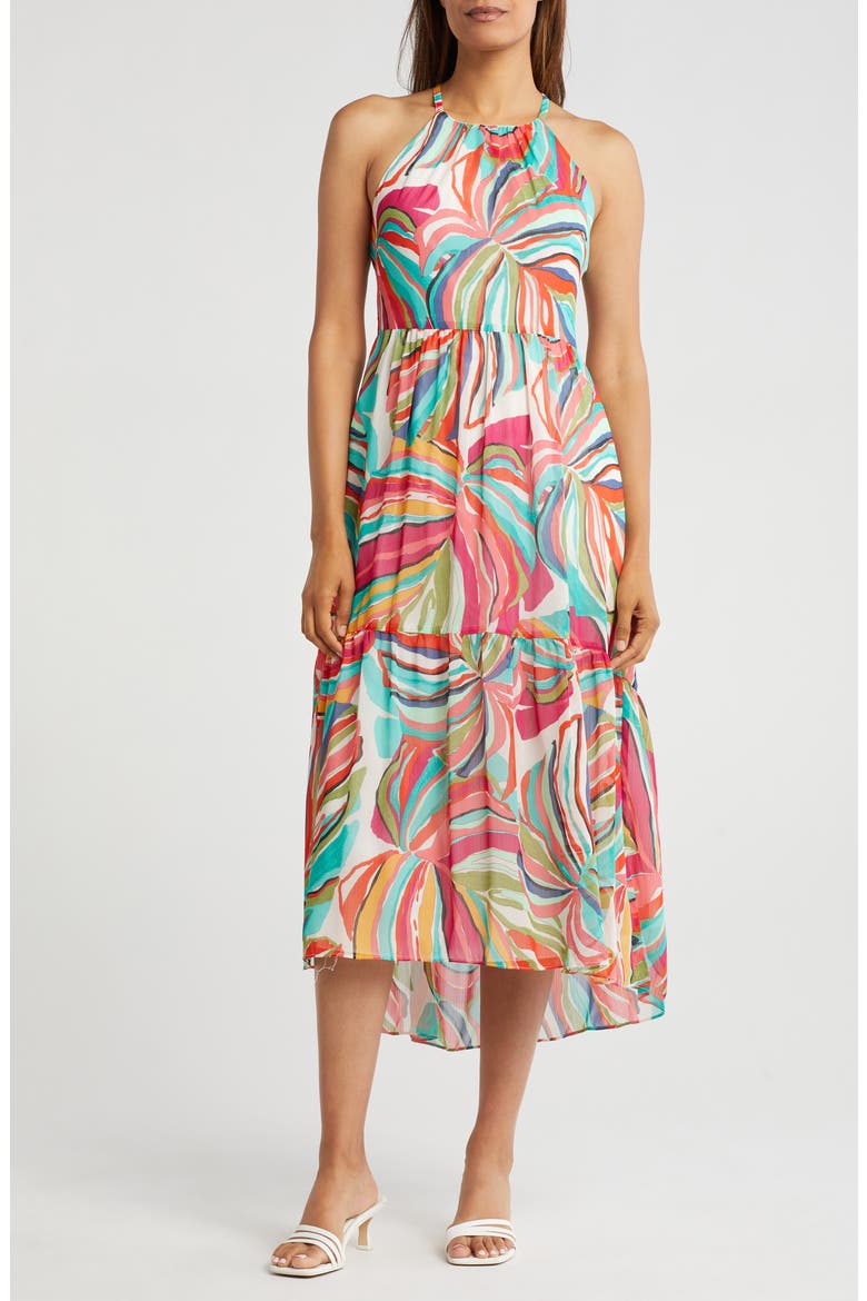 vince camuto chiffon dress Halter Neck High-Low Midi (Women) Taglia:S blue gown Kimchi Blue Renee Smocked Boho dresses 32 bust