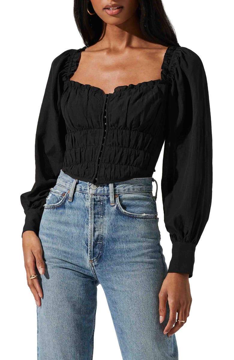 ASTR the Label Amber Puff Sleeve Smocked Blouse, Main, color, 