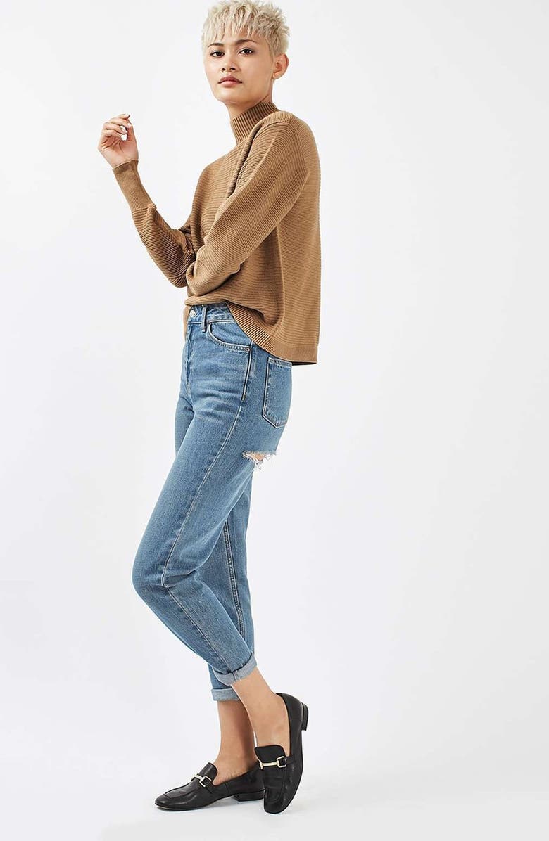 Topshop Mixed Stitch Sweater, Alternate, color, 