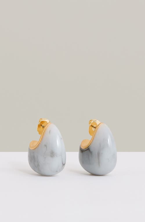 Reiss Carlotta Curve Marble Scoop Earrings In Gold Tone/grey Marble