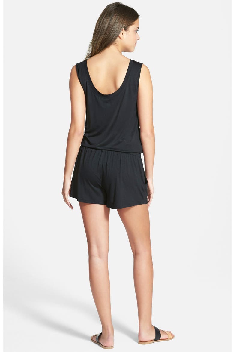 Sleeveless Knit Romper, Alternate, color, BLACK