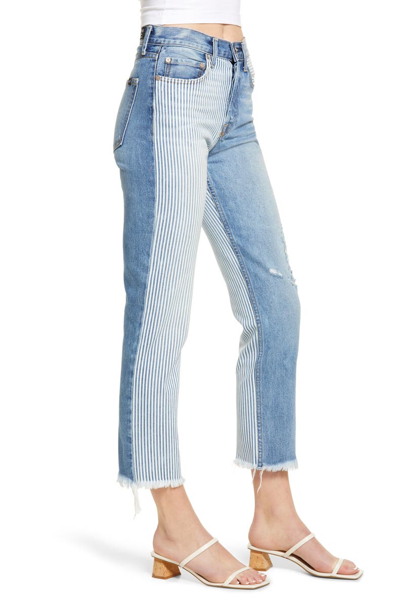 NOEND Claude Mixed Media High Waist Straight Leg Jeans, Alternate, color, 