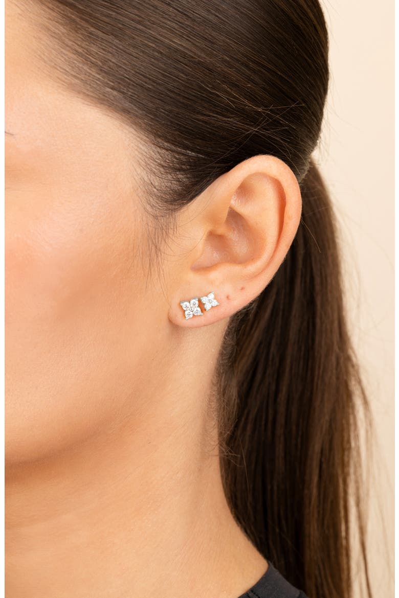 CZ Cluster 2-Pack Stud Earrings, Alternate, color, SILVER