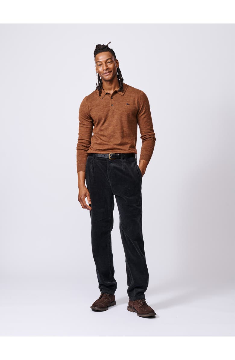 Aubin Chapel Merino Long Sleeve Polo, Alternate, color, Rust