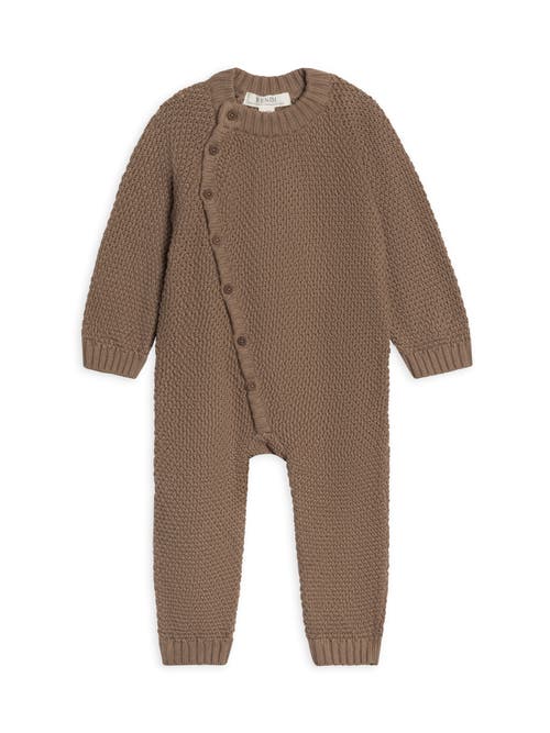 Kendi Casey Seed Stitch Organic Sweater Knit Kimono Romper in Taupe  product
