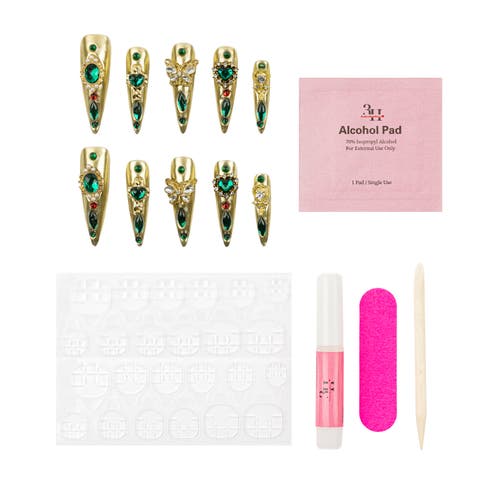 3h Nails Emerald Empress Luxury Hand Made Press On Nails In Multi