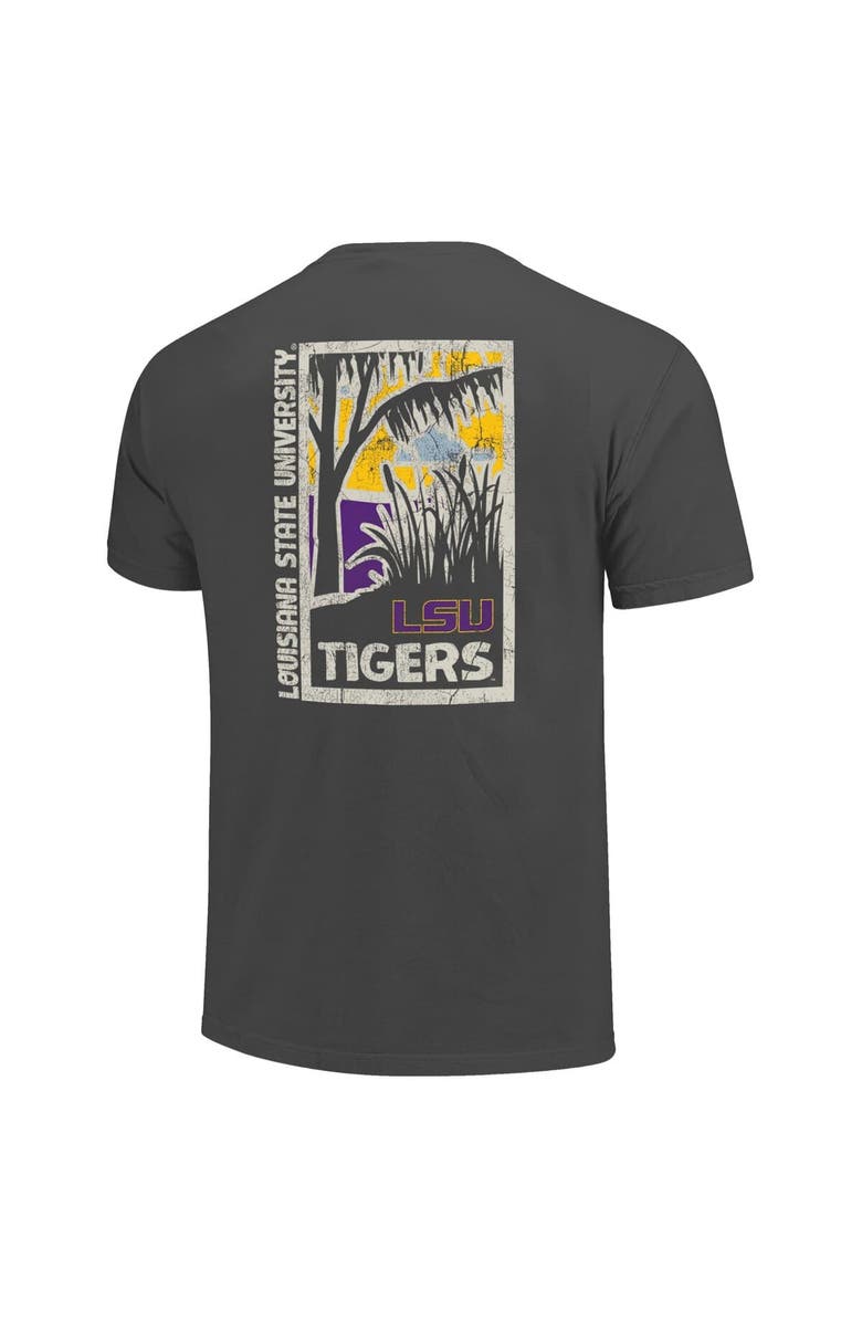 IMAGE ONE Men's Graphite LSU Tigers Comfort Colors Minimalist Distressed Vista T-Shirt, Alternate, color,