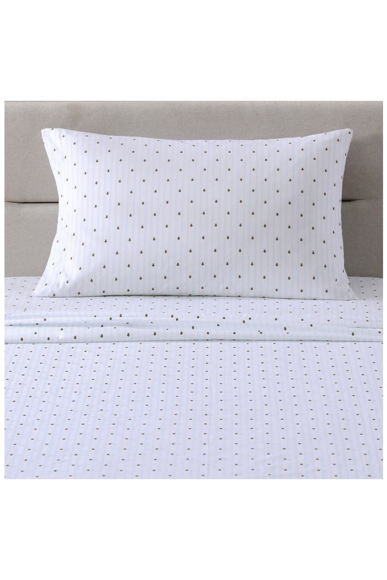 Bumble Bee Print 200 Thread Count Cotton Percale Sheet Set, Alternate, color, WHITE