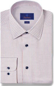 David Donahue Trim Fit Micro Dobby Check Dress Shirt