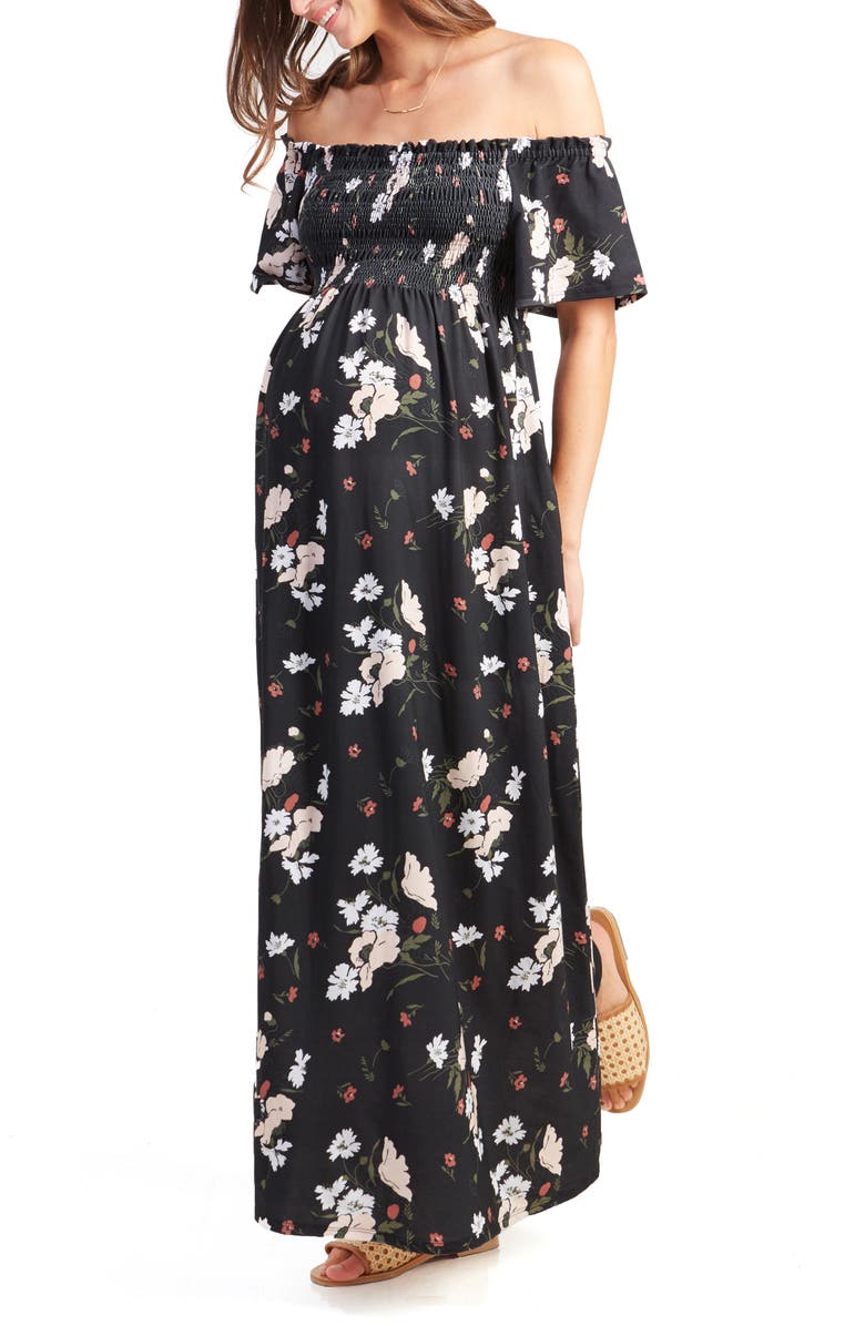 Ingrid & Isabel<sup>®</sup> Off the Shoulder Maternity Maxi Dress, Main, color, 