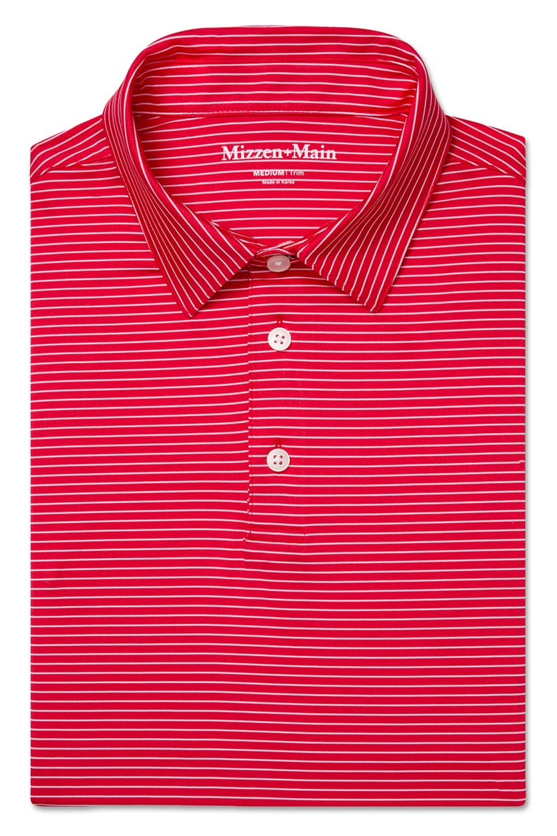 Versa Trim Fit Stripe Performance Golf Polo, Alternate, color, RED ALTERNATING STRIPE