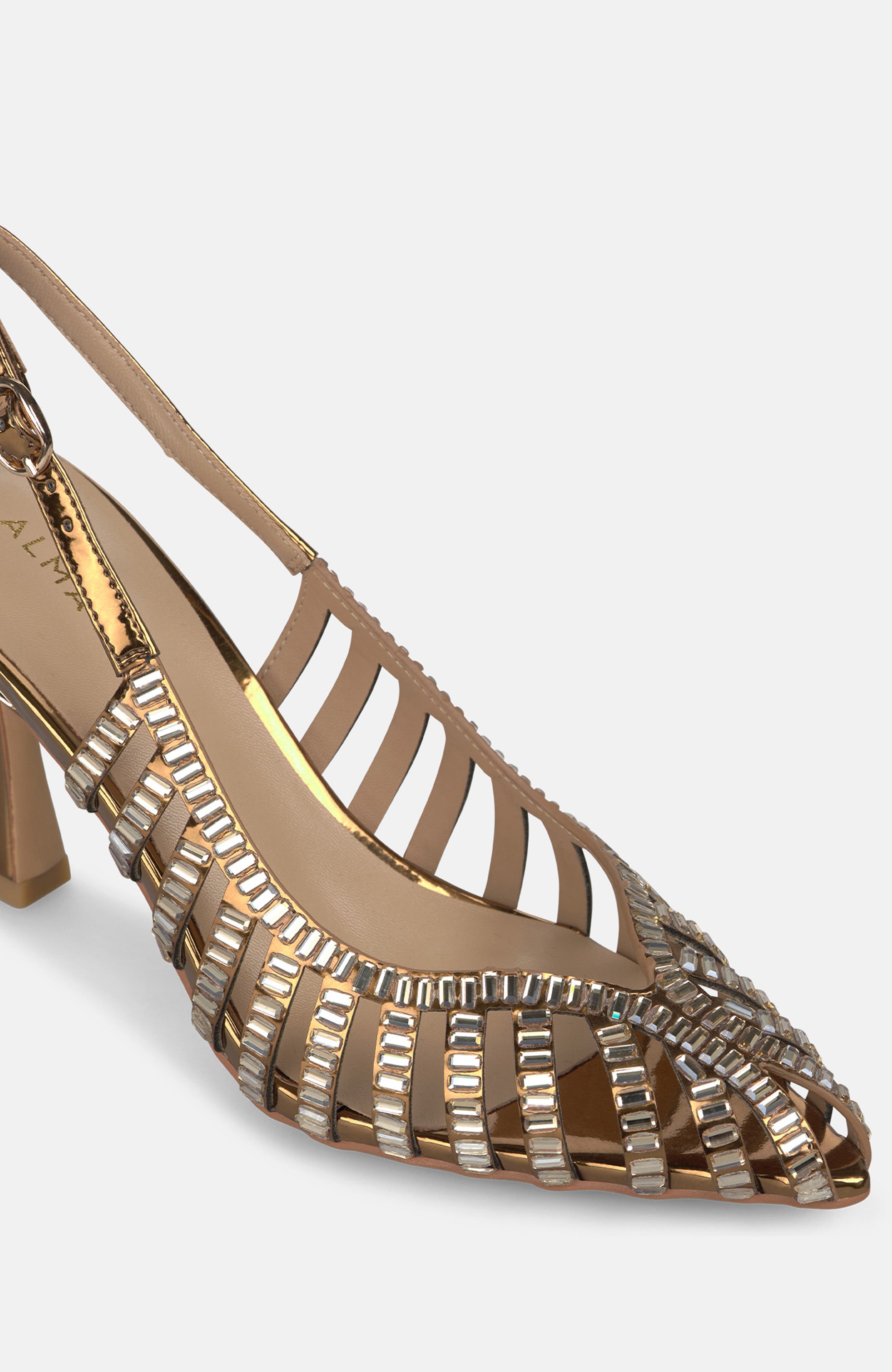 Metallic Grilled Pumps, Alternate, color, Bronze