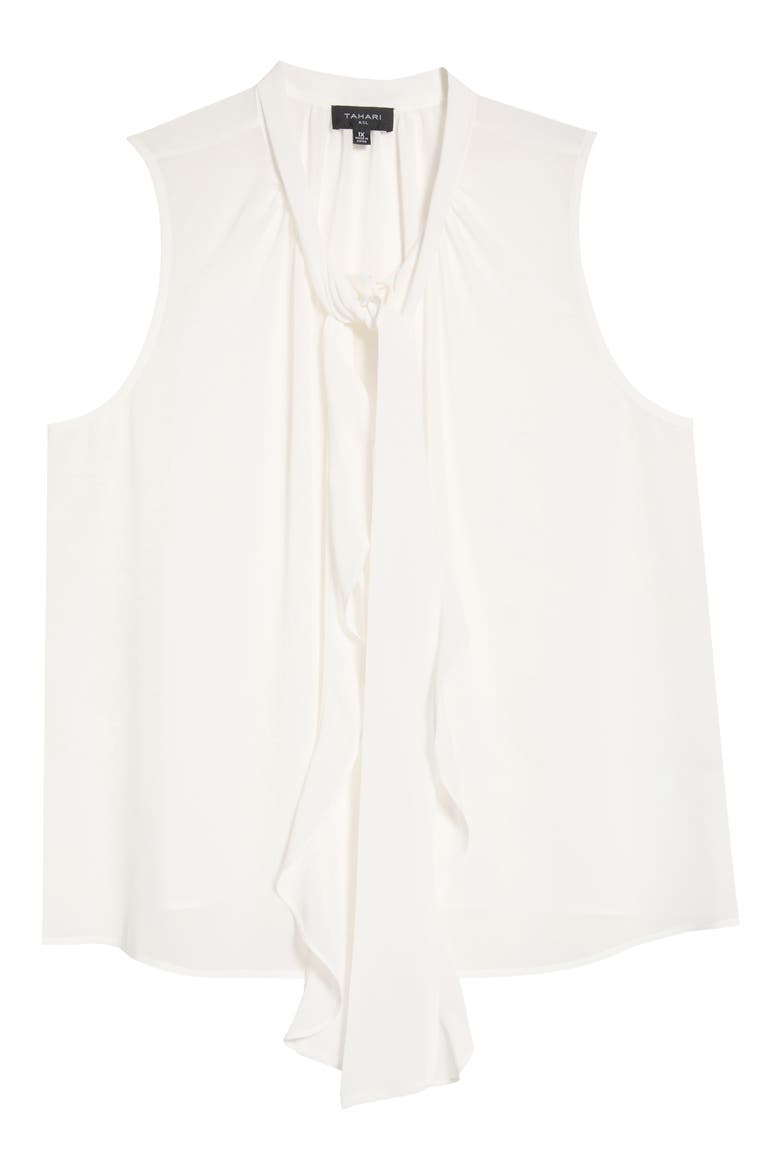 Ruffle Tie Sleeveless Chiffon Top, Alternate, color, IVORY