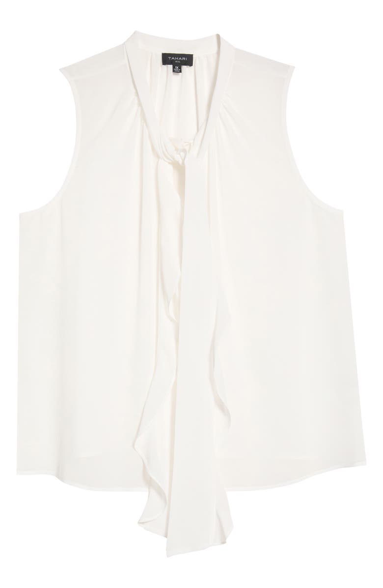 Tahari ASL Ruffle Tie Sleeveless Chiffon Top, Alternate, color, Ivory