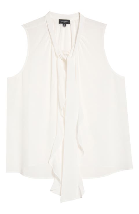 Ruffle Tie Sleeveless Chiffon Top (Plus)