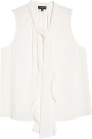 Tahari ASL Ruffle Tie Sleeveless Chiffon Top