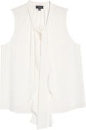 Tahari ASL Ruffle Tie Sleeveless Chiffon Top