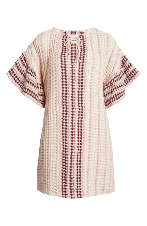 Saylor Allirra Open Stitch Knit Shift Minidress In Pink Stripe Multi