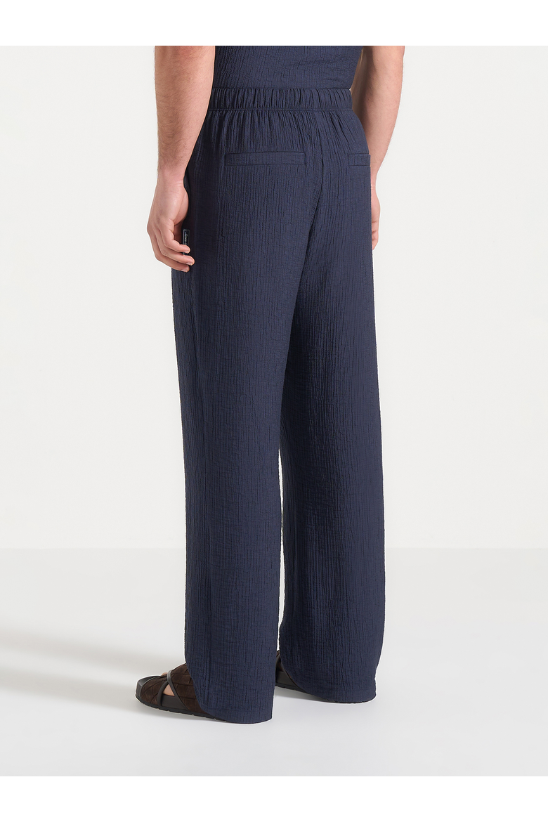 Addison Unisex Textured Relaxed Fit Trousers, Alternate, color, Navy