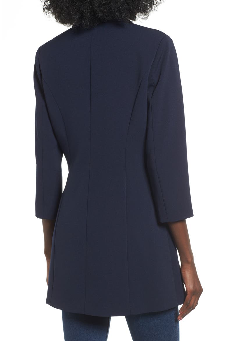 Longline Double Breasted Blazer, Alternate, color, NAVY