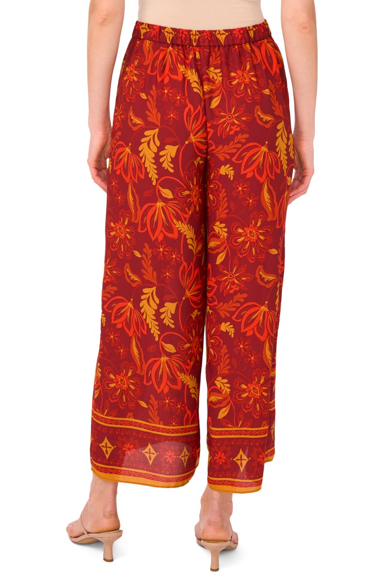 Vince Camuto Floral Wide Leg Pants, Alternate, color, Chili