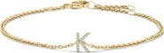 Haus of Brilliance 10K Gold Diamond Accent "A-Z" Initial Charm and Link Bracelet