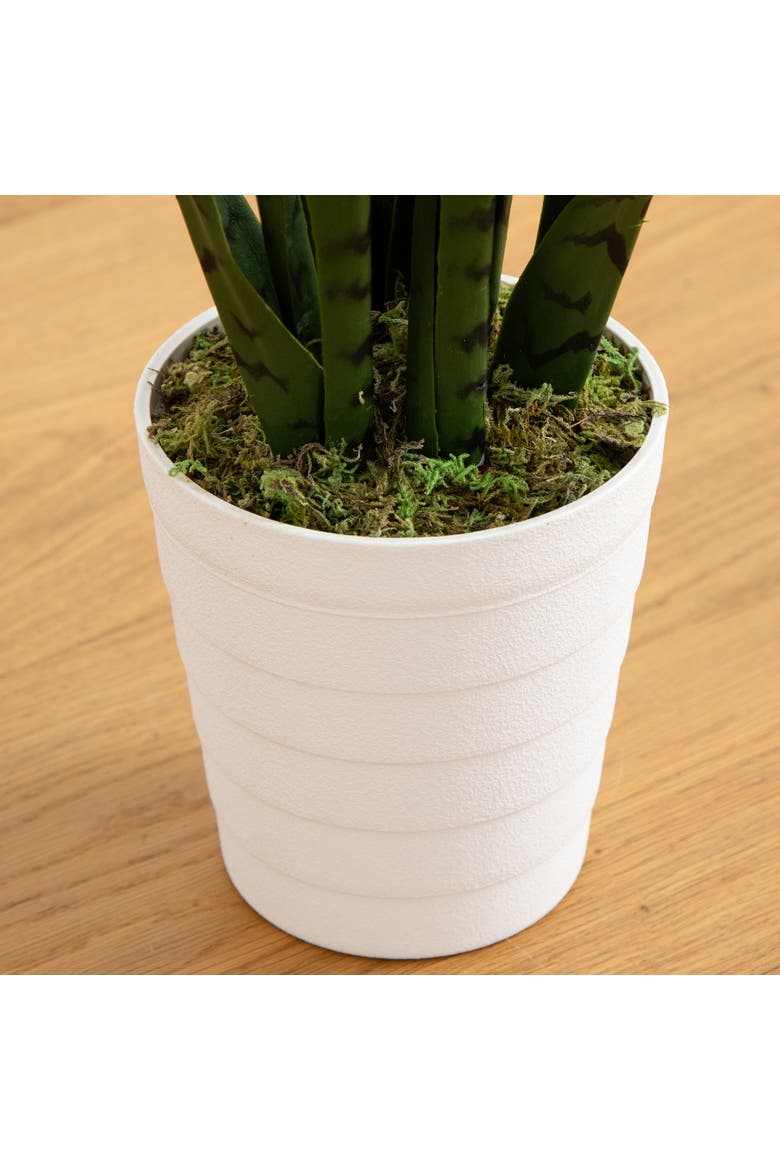 2-ft UV Resistant Artificial Sansevieria Snake Plant in White Decorative Planter, Alternate, color, Green