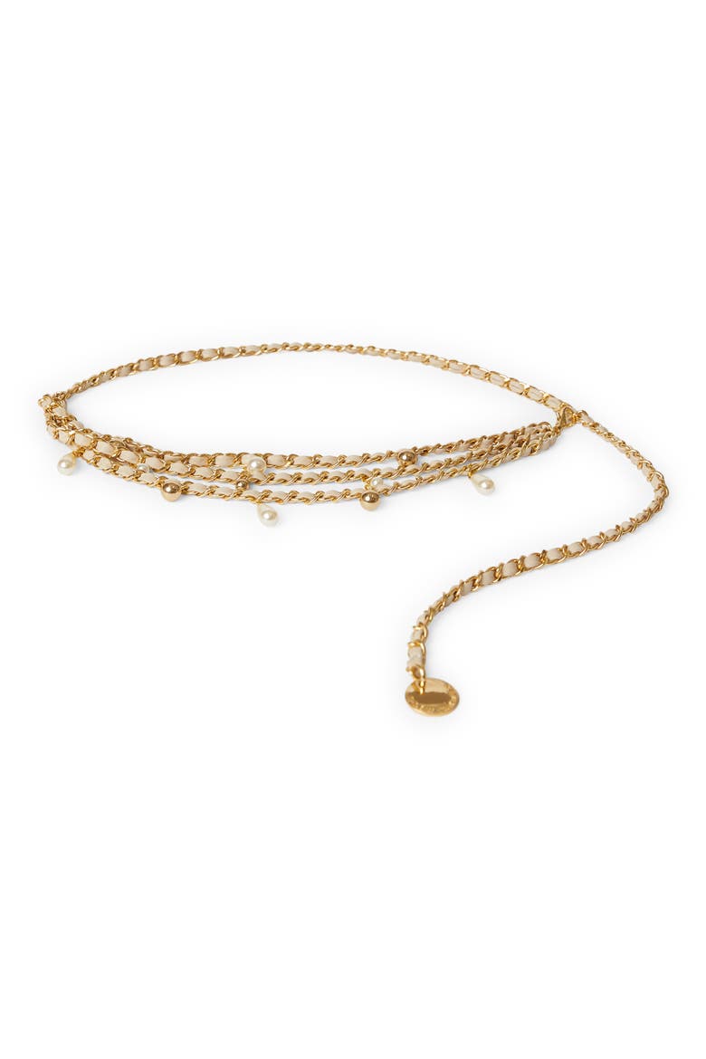 Madelyn Chain Leather Belt, Main, color, BONE GOLD