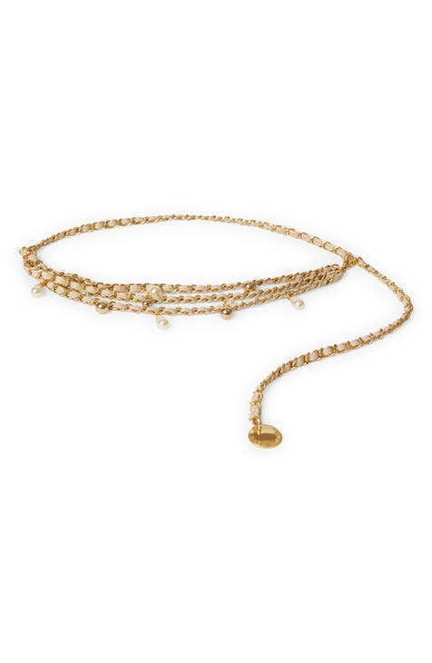 B-Low The Belt Everly Linen Belt in Champagne Gold main image 1