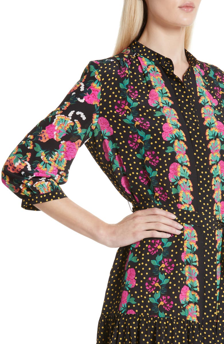 SALONI Tyra Print Silk Fit & Flare Dress, Alternate, color, 